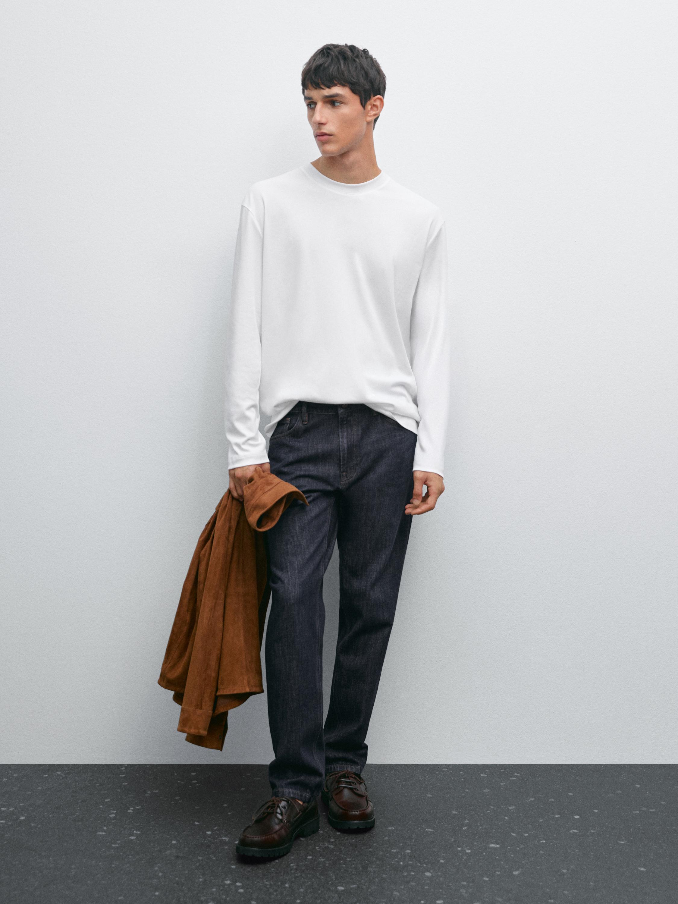 Long sleeve medium weight cotton T-shirt